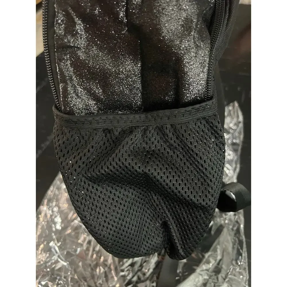 New Black Glitter Cheer Coach Backpack Megaphone Embroidered Pom Pom Keychain
